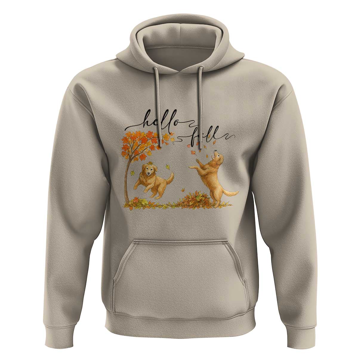 Funny Hello Fall Thanksgiving Golden Retriever Hoodie - Wonder Print Shop