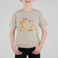 Funny Hello Fall Thanksgiving Golden Retriever T Shirt For Kid - Wonder Print Shop
