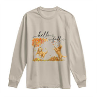 Funny Hello Fall Thanksgiving Golden Retriever Long Sleeve Shirt - Wonder Print Shop