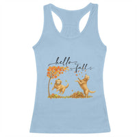 Funny Hello Fall Thanksgiving Golden Retriever Racerback Tank Top - Wonder Print Shop
