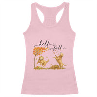 Funny Hello Fall Thanksgiving Golden Retriever Racerback Tank Top - Wonder Print Shop