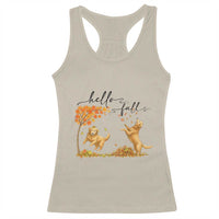 Funny Hello Fall Thanksgiving Golden Retriever Racerback Tank Top - Wonder Print Shop