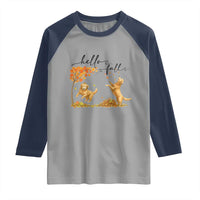 Funny Hello Fall Thanksgiving Golden Retriever Raglan Shirt - Wonder Print Shop