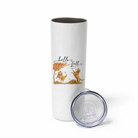Funny Hello Fall Thanksgiving Golden Retriever Skinny Tumbler