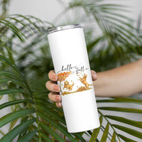 Funny Hello Fall Thanksgiving Golden Retriever Skinny Tumbler
