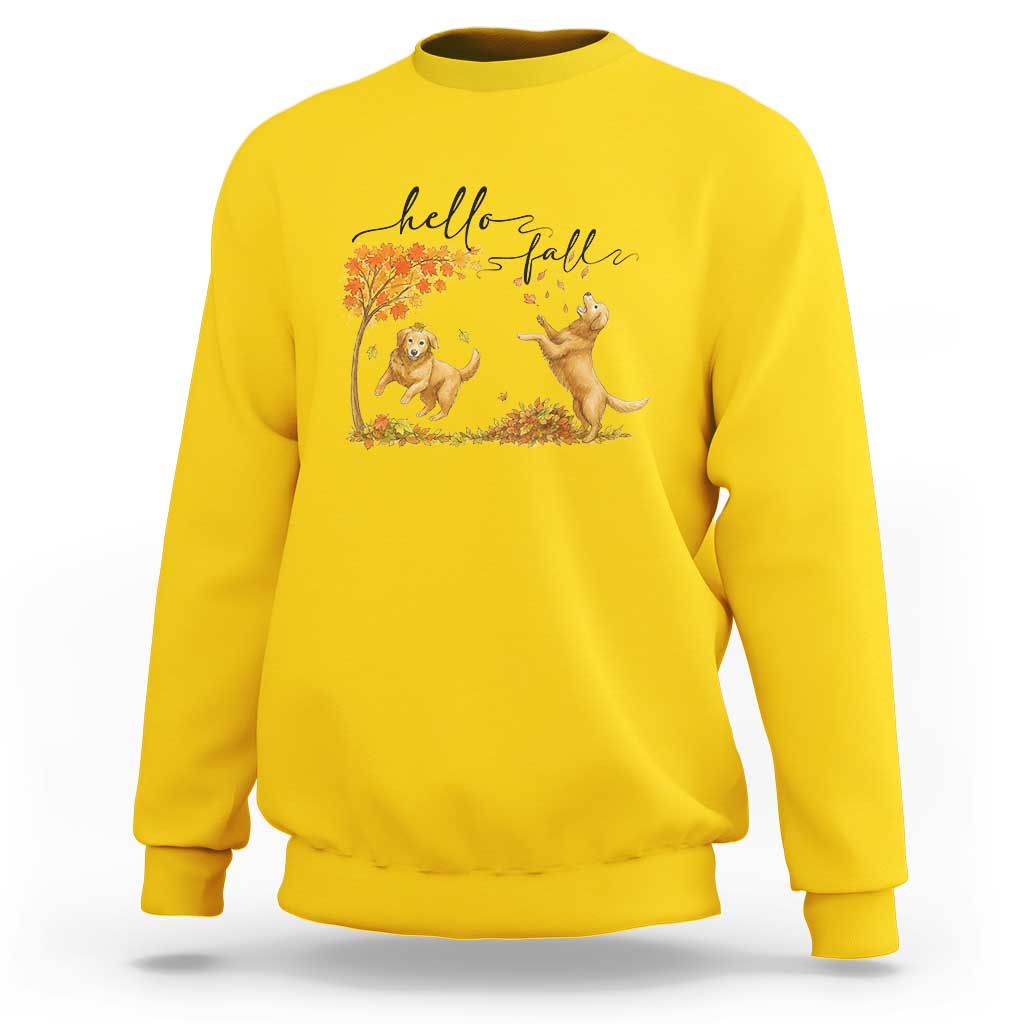 Funny Hello Fall Thanksgiving Golden Retriever Sweatshirt - Wonder Print Shop