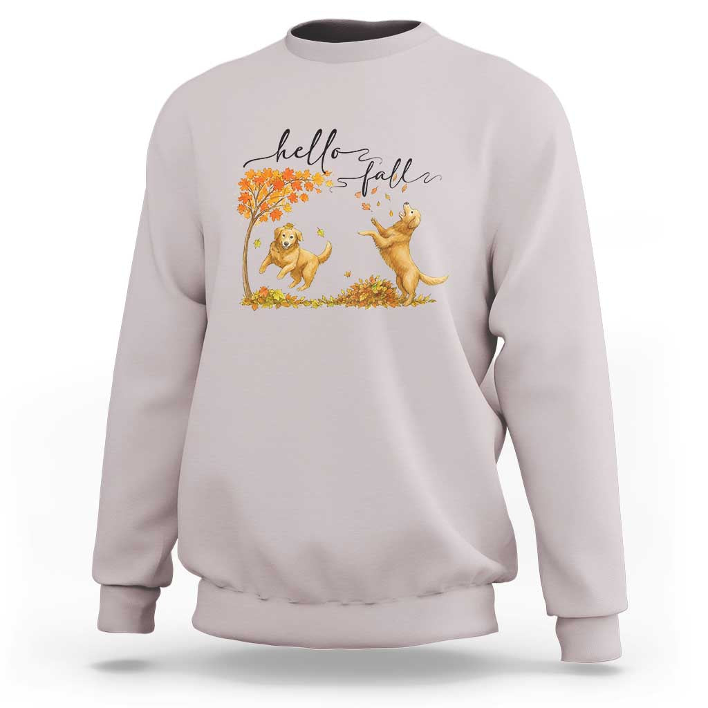 Funny Hello Fall Thanksgiving Golden Retriever Sweatshirt - Wonder Print Shop