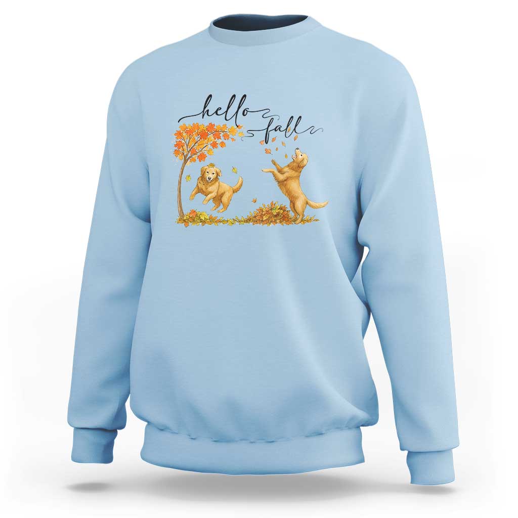 Funny Hello Fall Thanksgiving Golden Retriever Sweatshirt - Wonder Print Shop