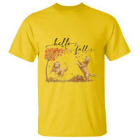 Funny Hello Fall Thanksgiving Golden Retriever T Shirt - Wonder Print Shop