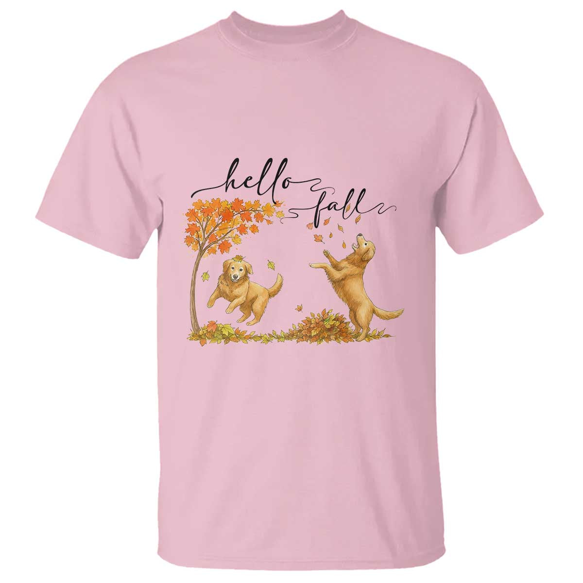 Funny Hello Fall Thanksgiving Golden Retriever T Shirt - Wonder Print Shop