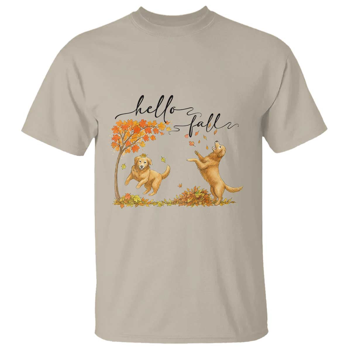Funny Hello Fall Thanksgiving Golden Retriever T Shirt - Wonder Print Shop