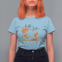 Funny Hello Fall Thanksgiving Golden Retriever T Shirt For Women - Wonder Print Shop