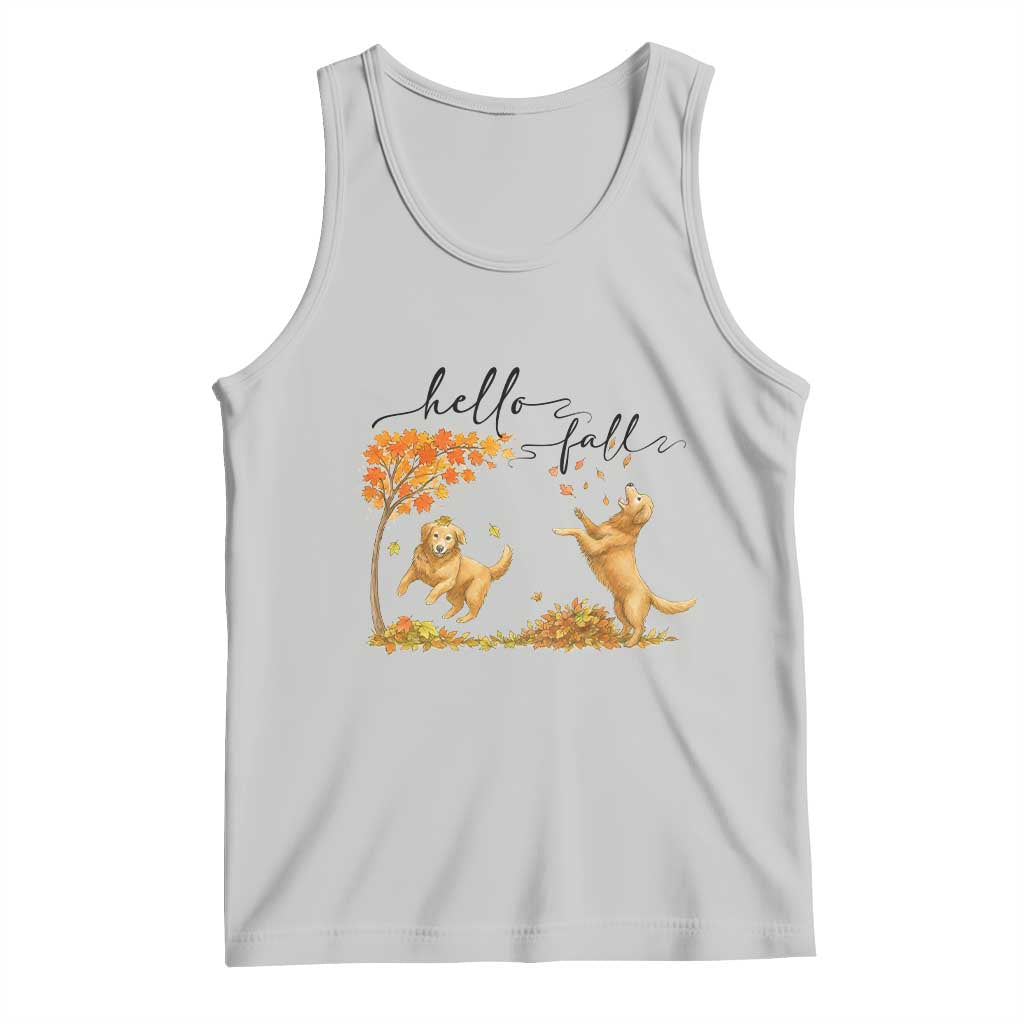 Funny Hello Fall Thanksgiving Golden Retriever Tank Top - Wonder Print Shop