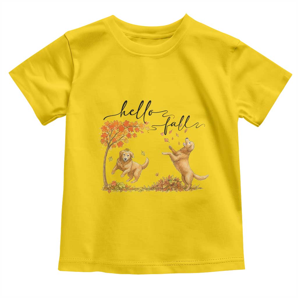 Funny Hello Fall Thanksgiving Golden Retriever Toddler T Shirt - Wonder Print Shop
