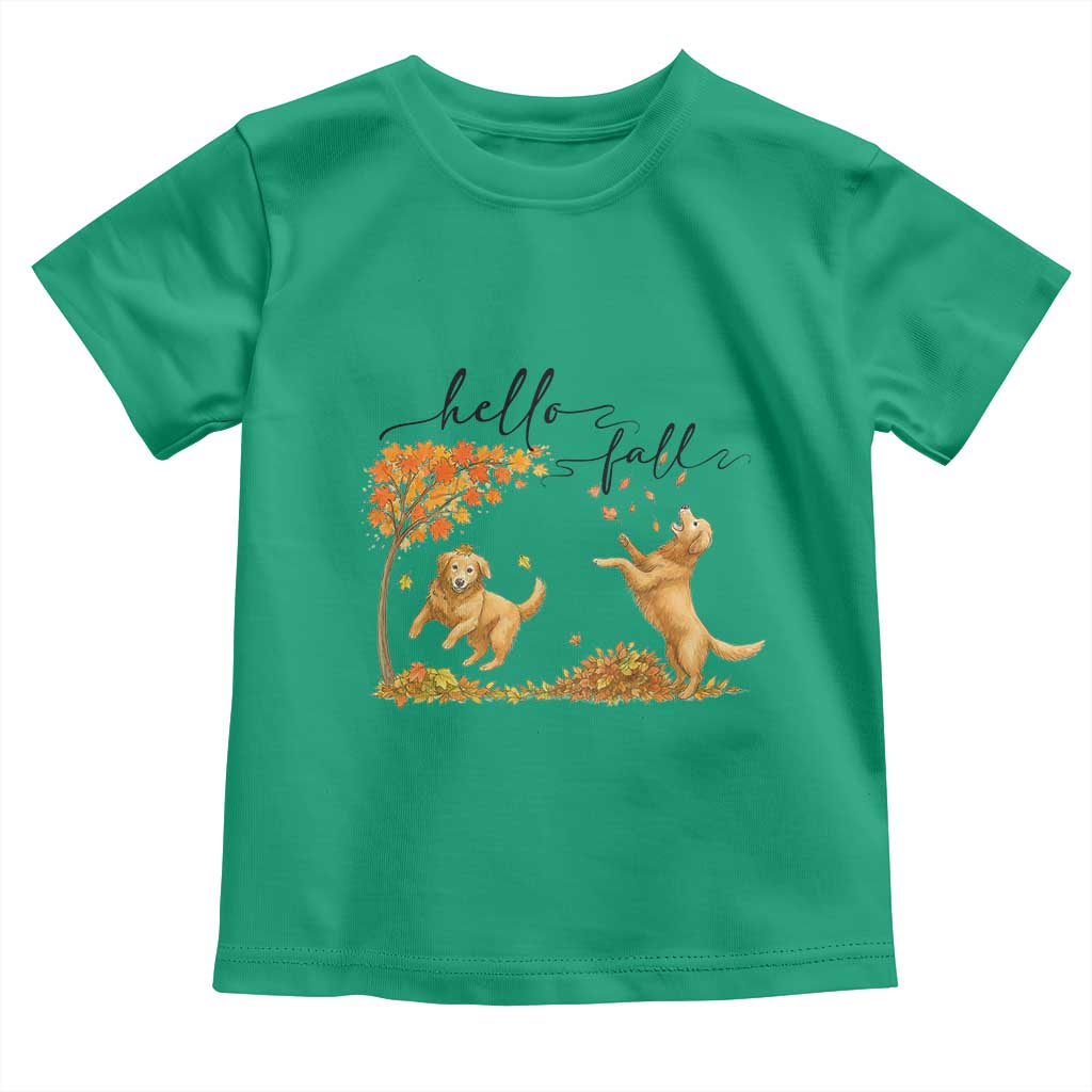 Funny Hello Fall Thanksgiving Golden Retriever Toddler T Shirt - Wonder Print Shop