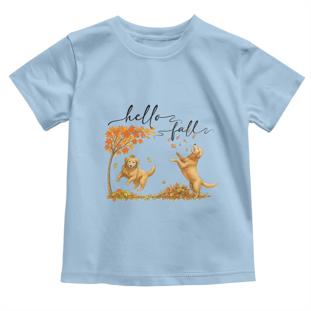 Funny Hello Fall Thanksgiving Golden Retriever Toddler T Shirt - Wonder Print Shop