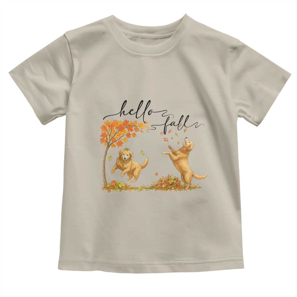 Funny Hello Fall Thanksgiving Golden Retriever Toddler T Shirt - Wonder Print Shop