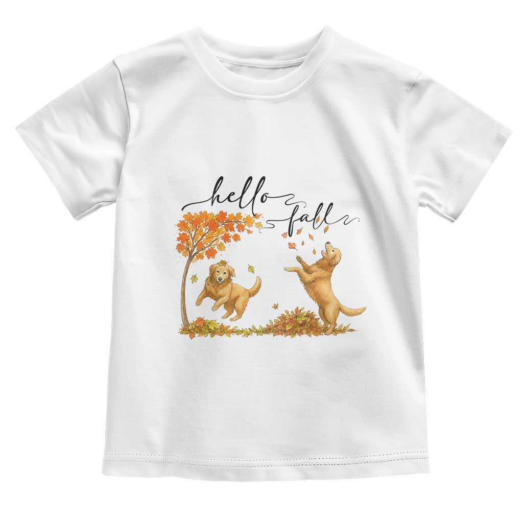 Funny Hello Fall Thanksgiving Golden Retriever Toddler T Shirt - Wonder Print Shop