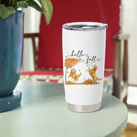 Funny Hello Fall Thanksgiving Golden Retriever Tumbler Cup