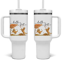 Funny Hello Fall Thanksgiving Golden Retriever Tumbler With Handle