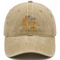 Funny Hello Fall Thanksgiving Golden Retriever Washed Cotton Baseball Cap