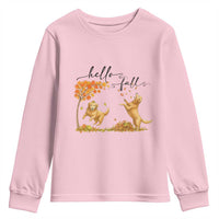 Funny Hello Fall Thanksgiving Golden Retriever Youth Sweatshirt - Wonder Print Shop