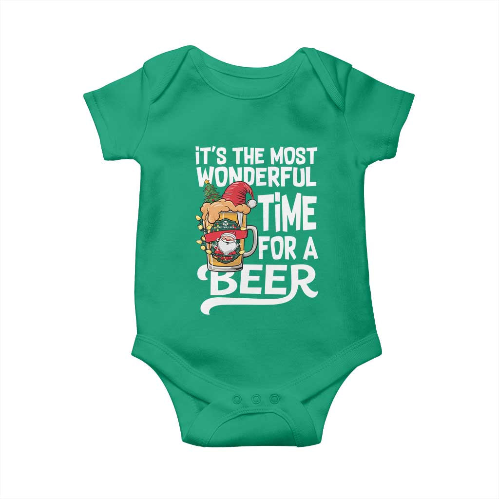 Funny Christmas Drinking Baby Onesie It is The Most Wonderful Time For A Beer - Wonder Print Shop