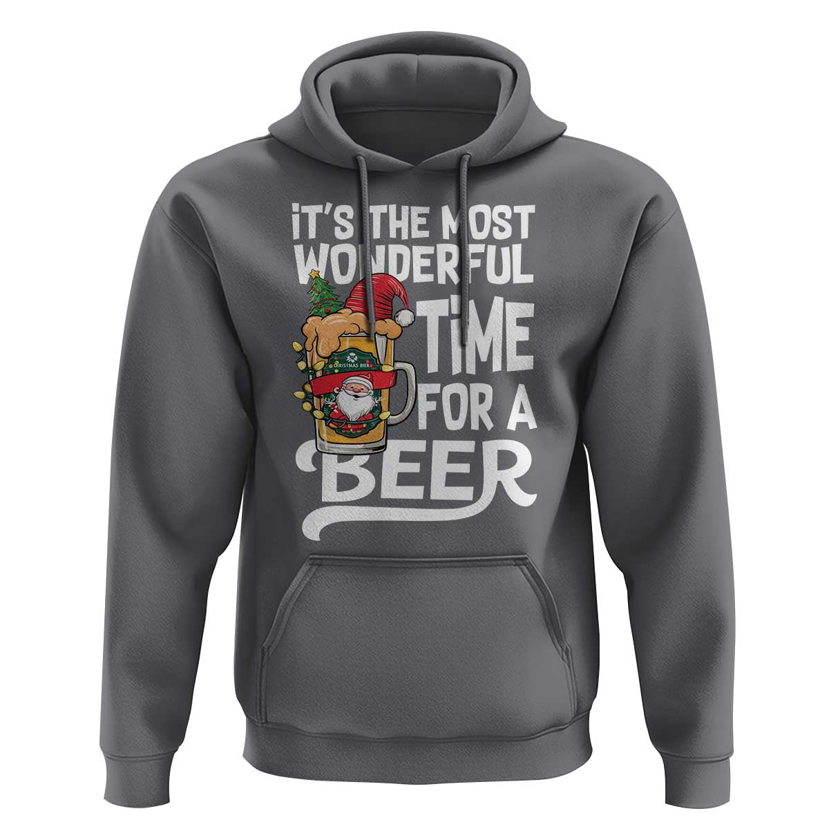 Funny Christmas Drinking Hoodie It is The Most Wonderful Time For A Beer - Wonder Print Shop