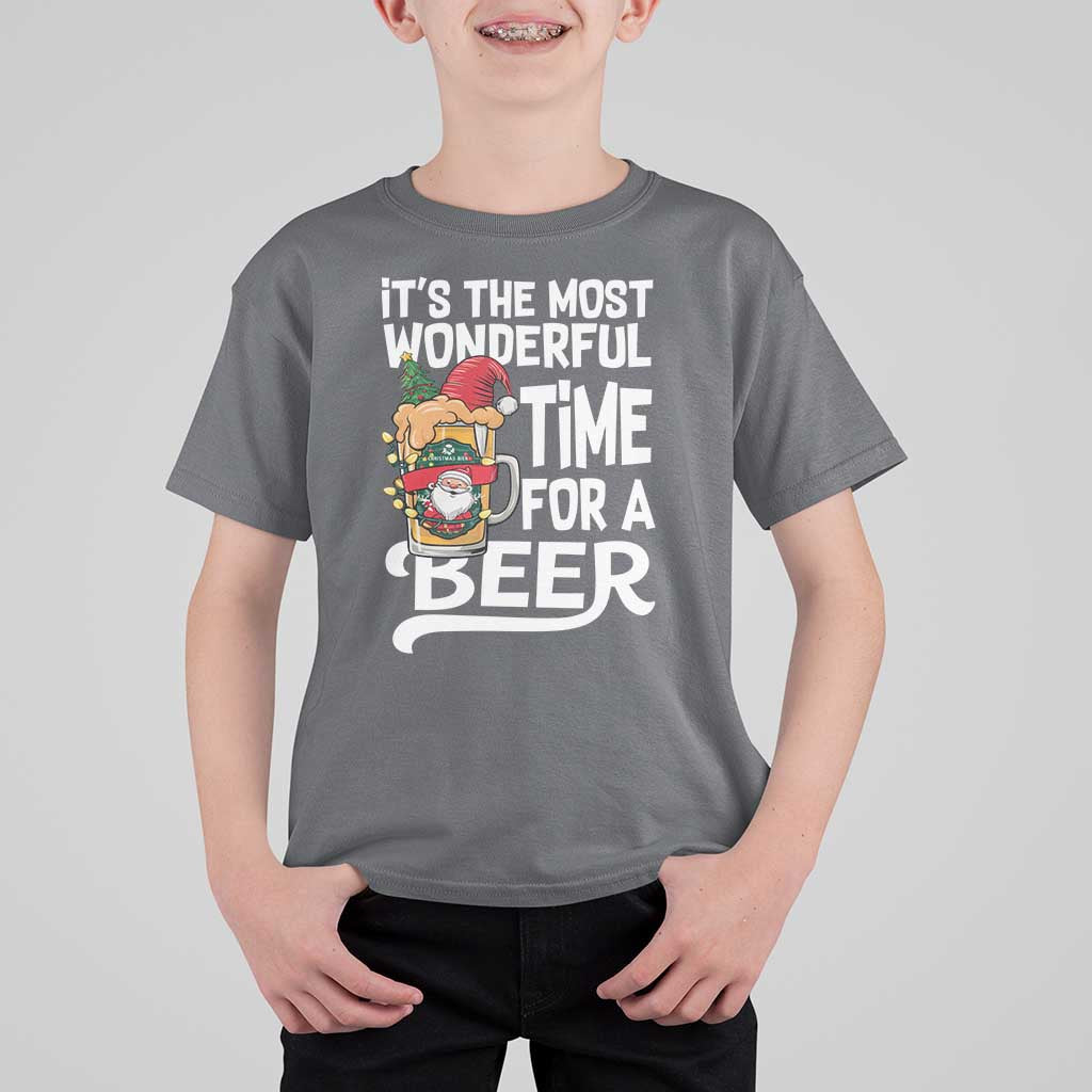 Funny Christmas Drinking T Shirt For Kid It is The Most Wonderful Time For A Beer - Wonder Print Shop