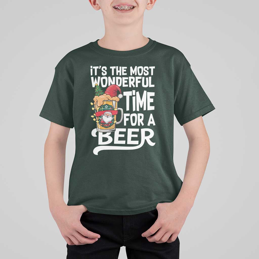 Funny Christmas Drinking T Shirt For Kid It is The Most Wonderful Time For A Beer - Wonder Print Shop