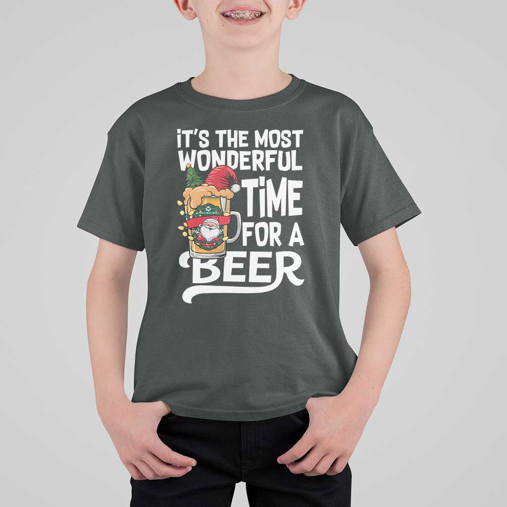 Funny Christmas Drinking T Shirt For Kid It is The Most Wonderful Time For A Beer - Wonder Print Shop