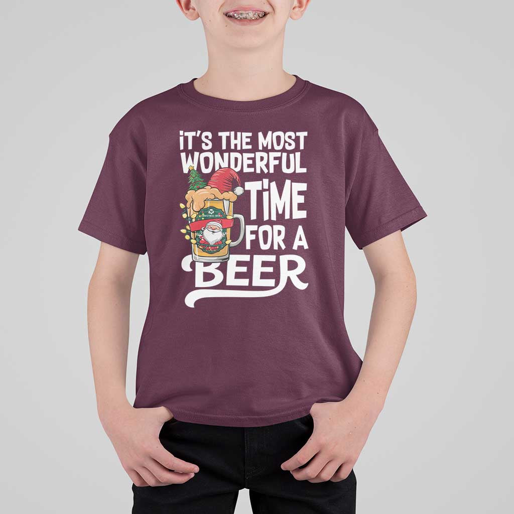 Funny Christmas Drinking T Shirt For Kid It is The Most Wonderful Time For A Beer - Wonder Print Shop