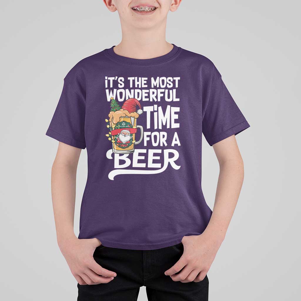 Funny Christmas Drinking T Shirt For Kid It is The Most Wonderful Time For A Beer - Wonder Print Shop