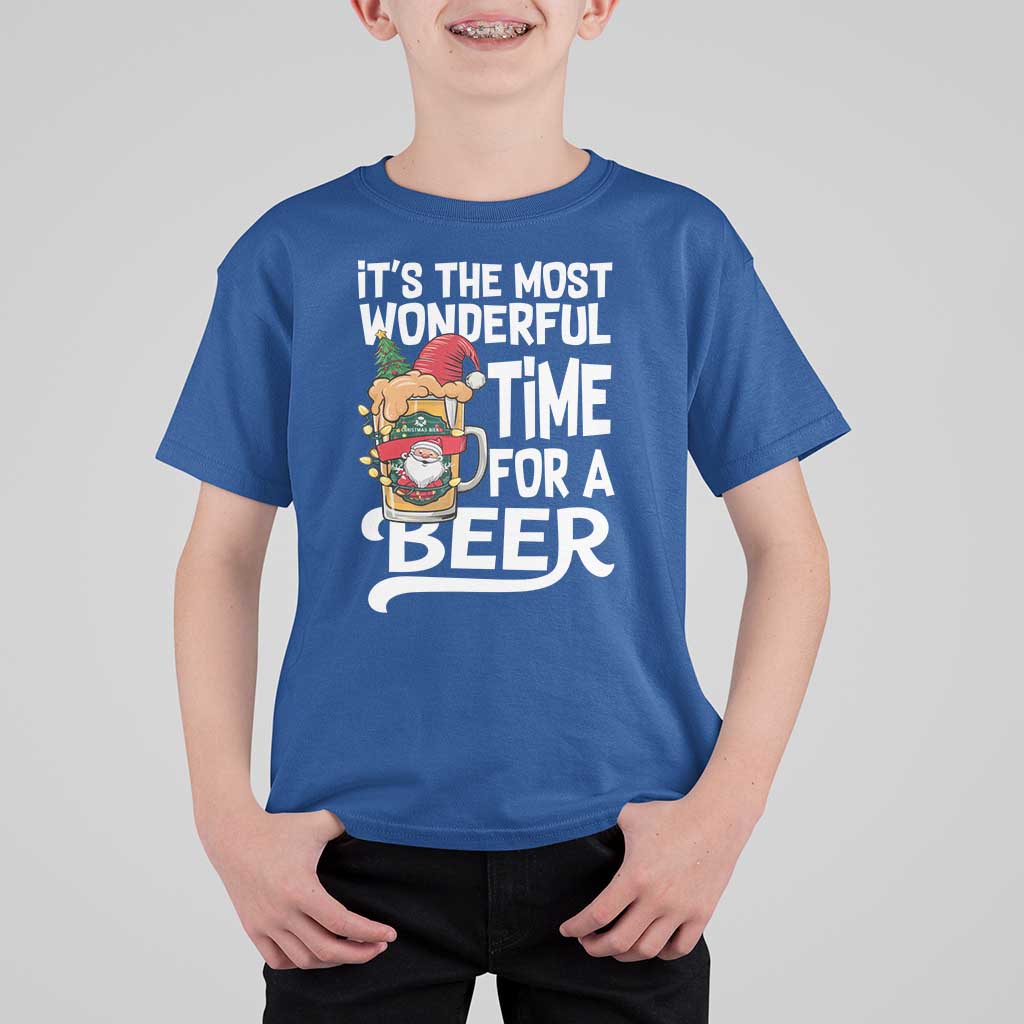 Funny Christmas Drinking T Shirt For Kid It is The Most Wonderful Time For A Beer - Wonder Print Shop