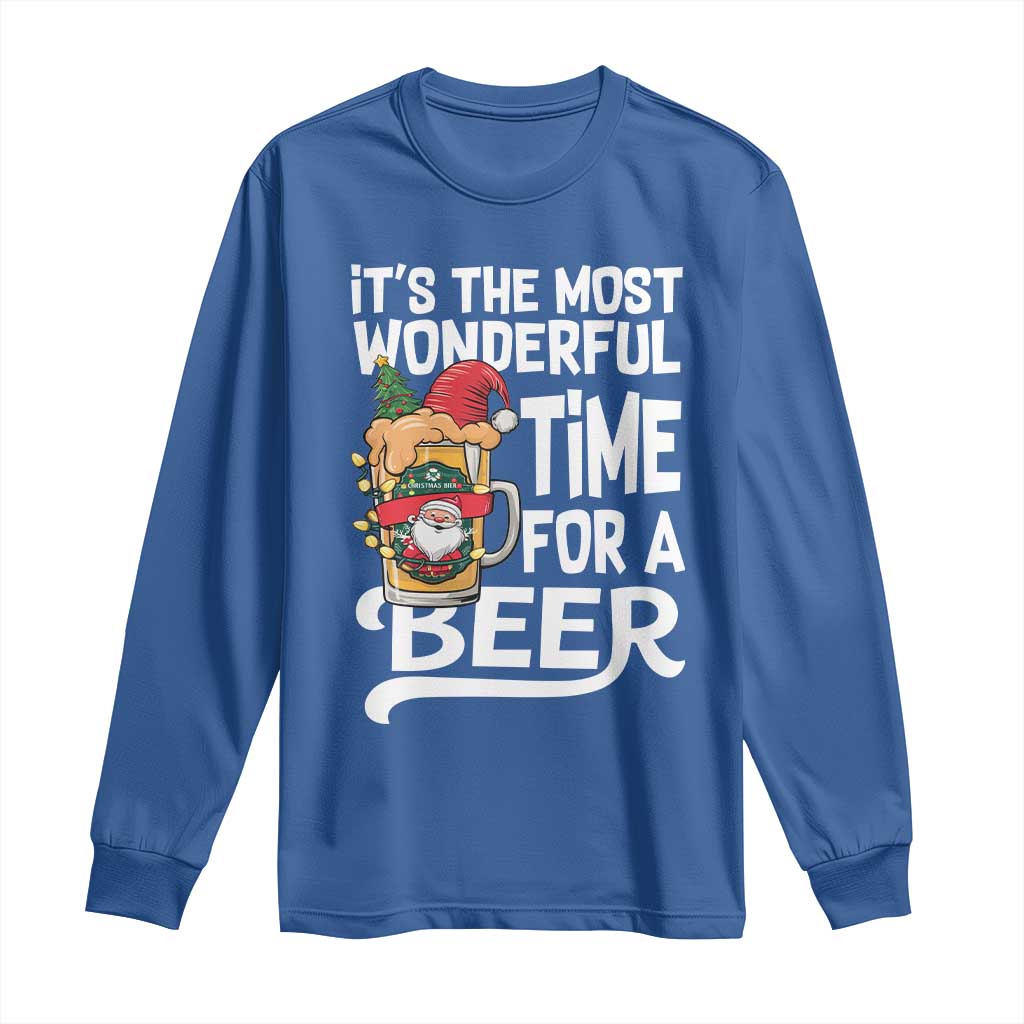 Funny Christmas Drinking Long Sleeve Shirt It is The Most Wonderful Time For A Beer - Wonder Print Shop