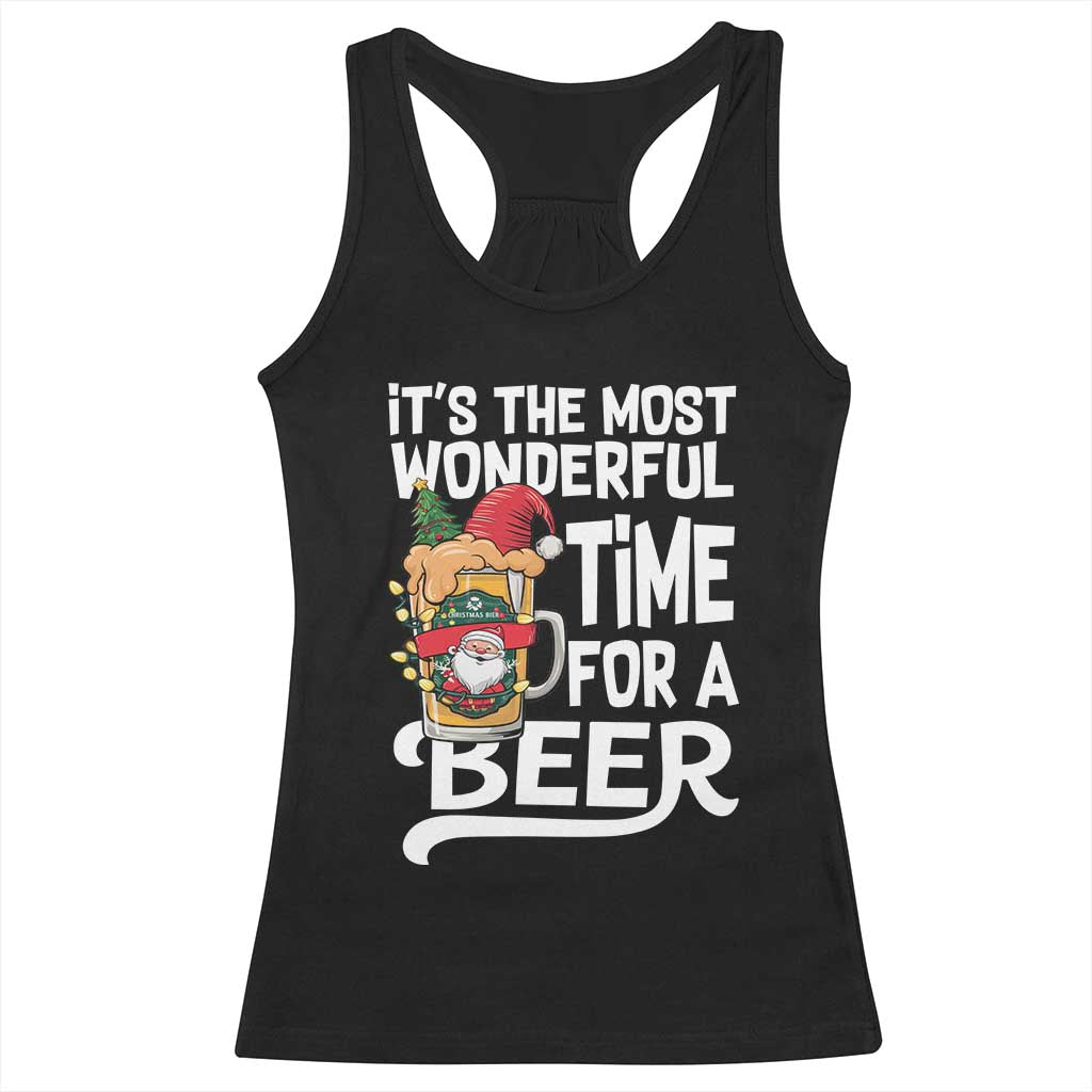 Funny Christmas Drinking Racerback Tank Top It is The Most Wonderful Time For A Beer - Wonder Print Shop