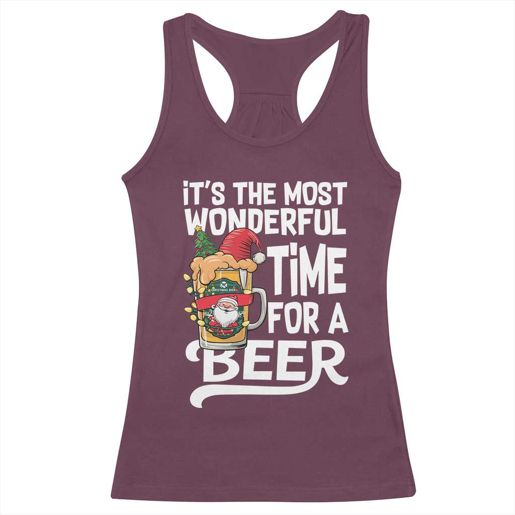 Funny Christmas Drinking Racerback Tank Top It is The Most Wonderful Time For A Beer - Wonder Print Shop