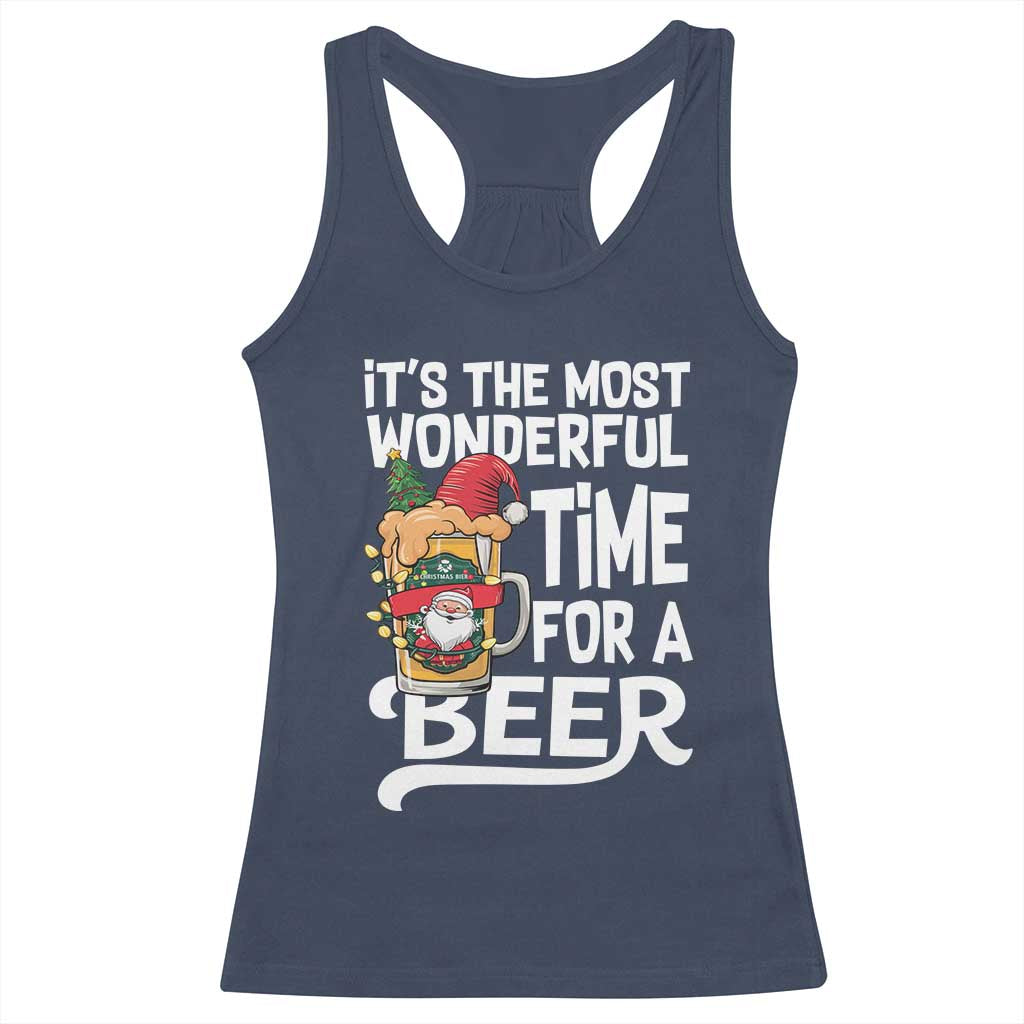 Funny Christmas Drinking Racerback Tank Top It is The Most Wonderful Time For A Beer - Wonder Print Shop
