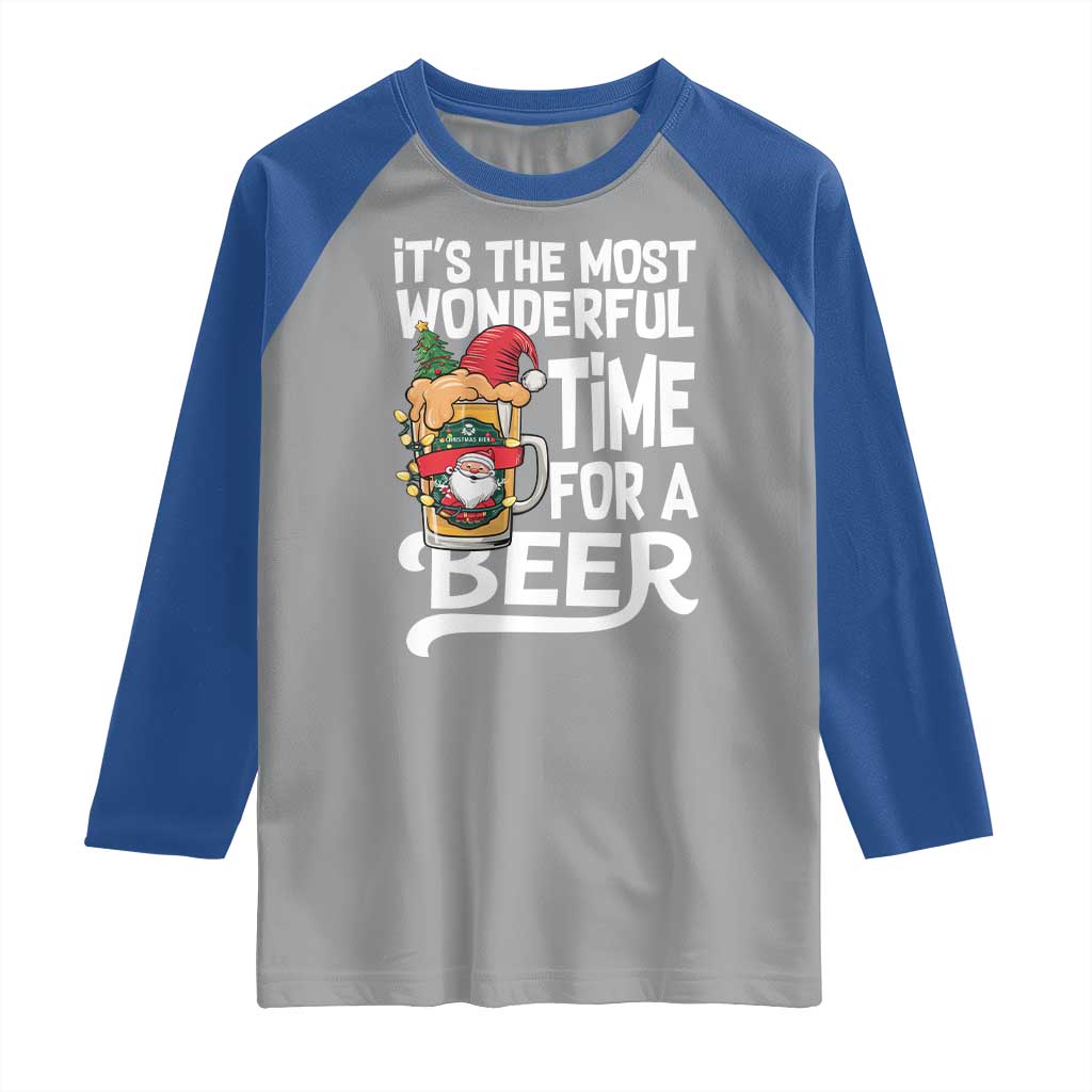 Funny Christmas Drinking Raglan Shirt It is The Most Wonderful Time For A Beer - Wonder Print Shop