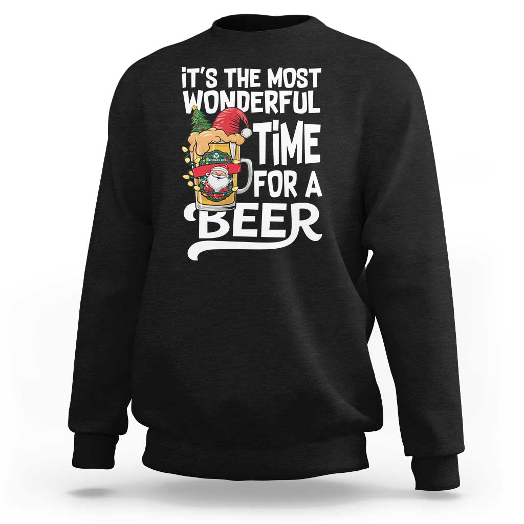 Funny Christmas Drinking Sweatshirt It is The Most Wonderful Time For A Beer - Wonder Print Shop