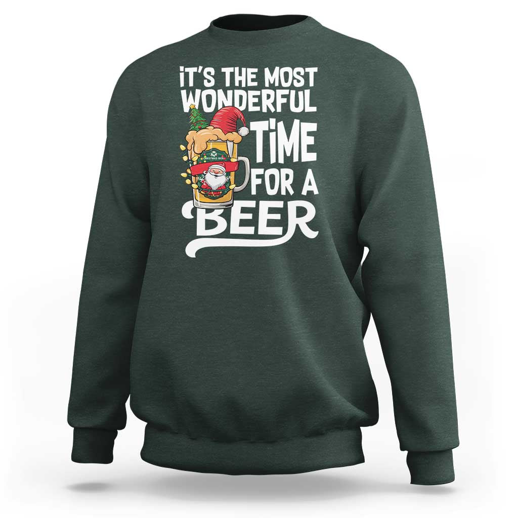 Funny Christmas Drinking Sweatshirt It is The Most Wonderful Time For A Beer - Wonder Print Shop