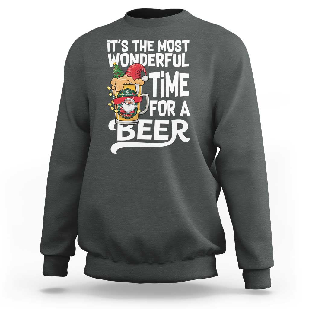 Funny Christmas Drinking Sweatshirt It is The Most Wonderful Time For A Beer - Wonder Print Shop
