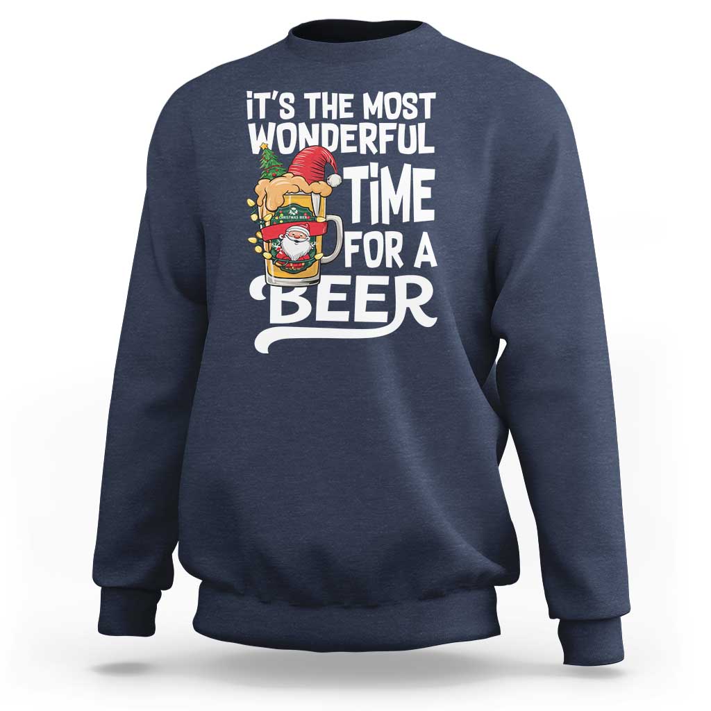 Funny Christmas Drinking Sweatshirt It is The Most Wonderful Time For A Beer - Wonder Print Shop
