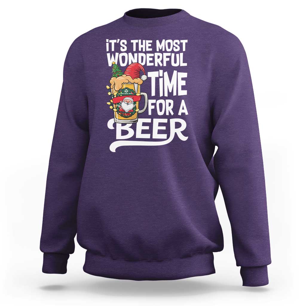 Funny Christmas Drinking Sweatshirt It is The Most Wonderful Time For A Beer - Wonder Print Shop