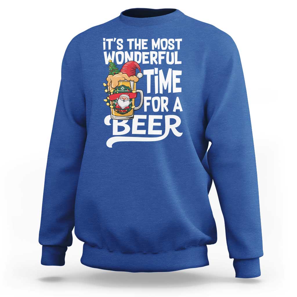 Funny Christmas Drinking Sweatshirt It is The Most Wonderful Time For A Beer - Wonder Print Shop
