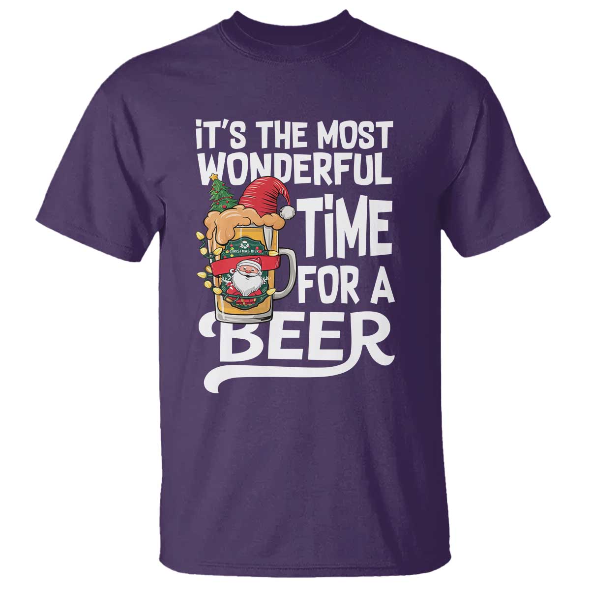 Funny Christmas Drinking T Shirt It is The Most Wonderful Time For A Beer - Wonder Print Shop