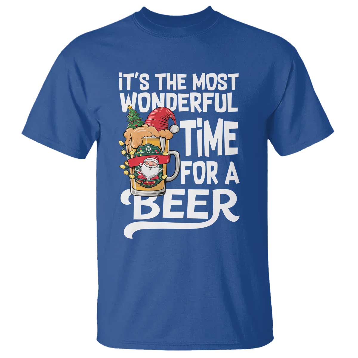 Funny Christmas Drinking T Shirt It is The Most Wonderful Time For A Beer - Wonder Print Shop