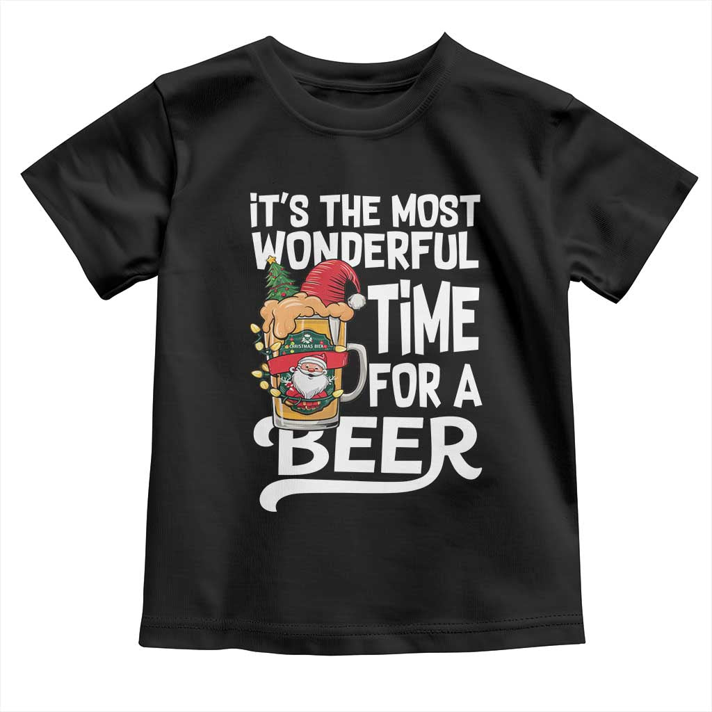 Funny Christmas Drinking Toddler T Shirt It is The Most Wonderful Time For A Beer - Wonder Print Shop