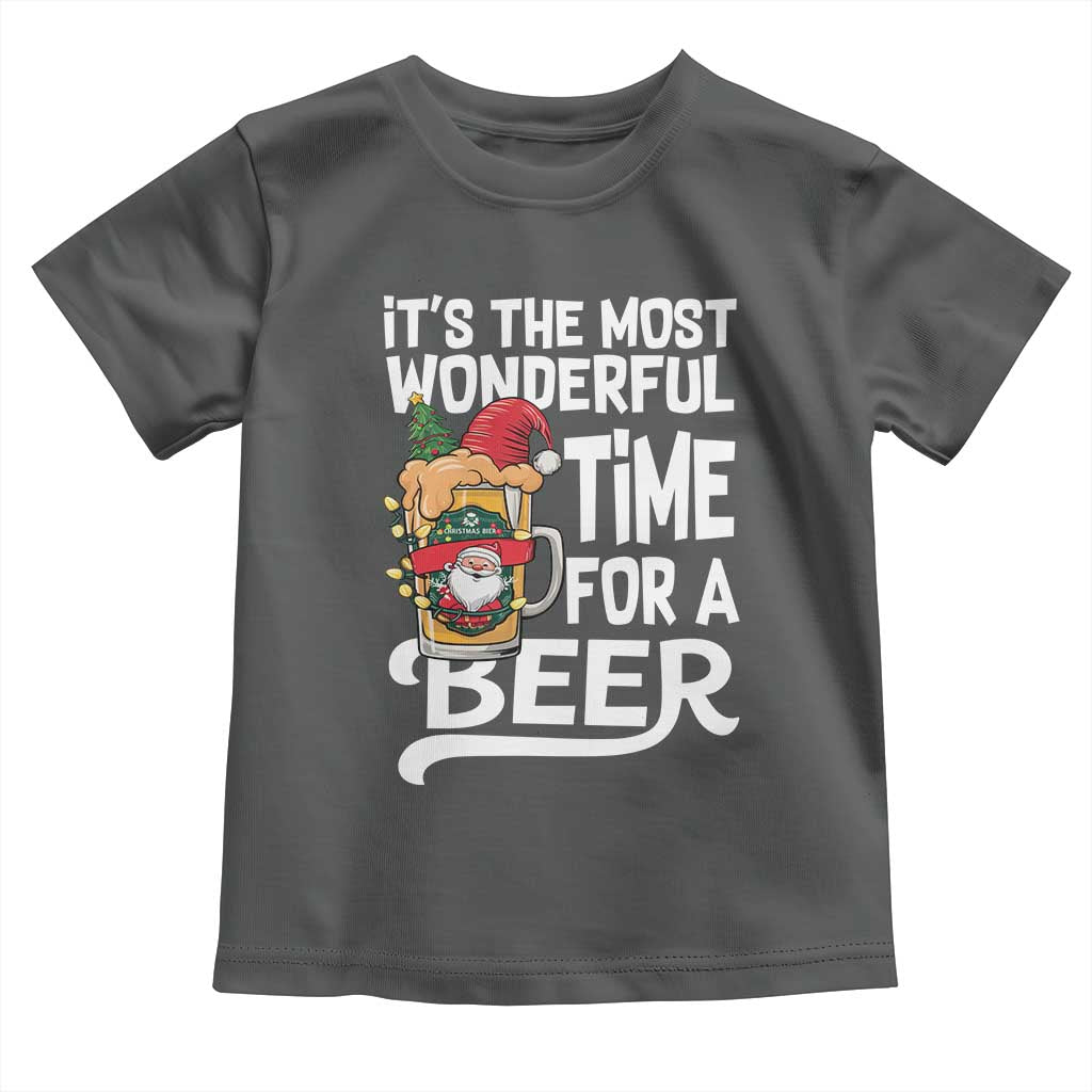 Funny Christmas Drinking Toddler T Shirt It is The Most Wonderful Time For A Beer - Wonder Print Shop