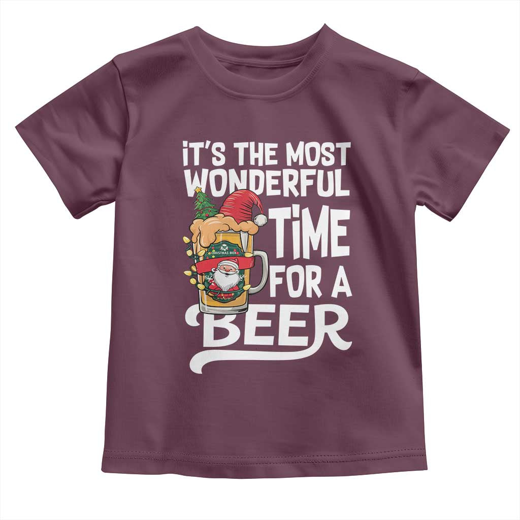 Funny Christmas Drinking Toddler T Shirt It is The Most Wonderful Time For A Beer - Wonder Print Shop